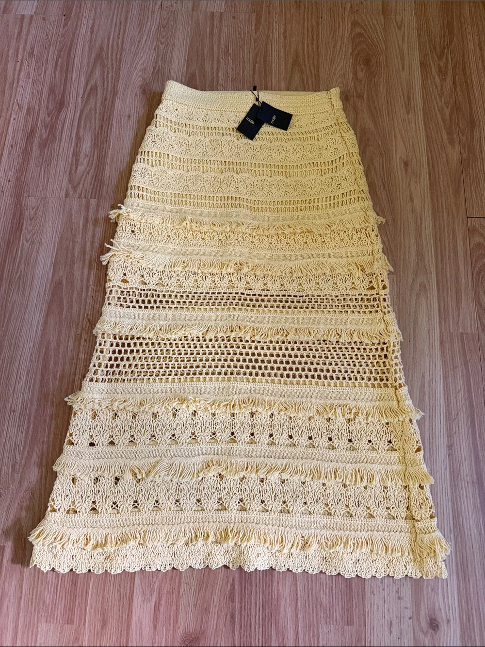 NWT Maje Juarez Crochet-Cotton Knit Midi Skirt Size 36 - Small